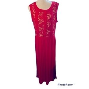 Carhalite size L. Red and cream fully lined dress. NWOT​